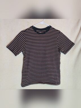Wonder Nation Boys Striped Tee Black Soot L(10/12)